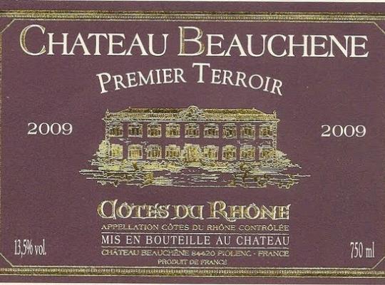 Etiquette de vin château Beauchêne